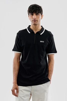 Essentials Super Triple Goose 1/4 Zip Stripe Detail Tee