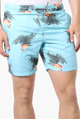 Boardsports Flamingo Pattern Tie Waist Shorts