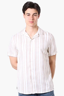 Kenneth Blake Striped Camp Collar Button Up Casual Shirt