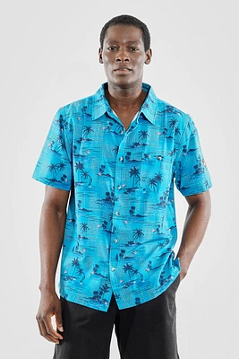 Canada Weather Gear Tropical Pattern Button Up Casual Shirt