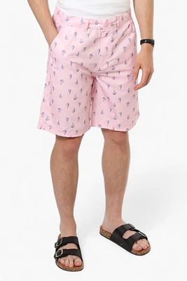 Vroom & Dreesmann Boat Pattern Button Fly Shorts - Pink