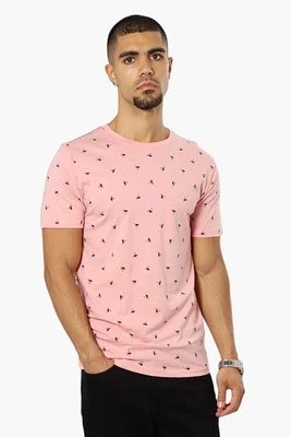 Boardsports Flamingo Pattern Crewneck Tee - Pink