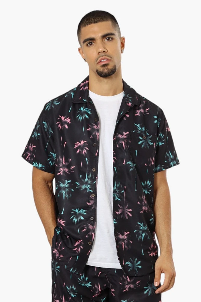 Boardsports Palm Tree Pattern Button Up Casual Shirt