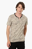 Urbanology Patterned V-Neck Henley Tee