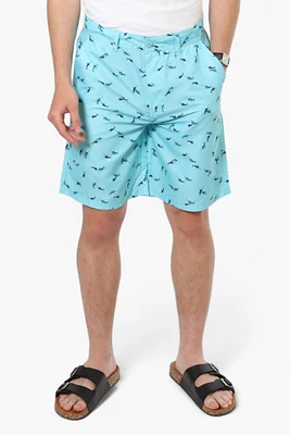 Vroom & Dreesmann Swordfish Pattern Button Fly Shorts - Blue