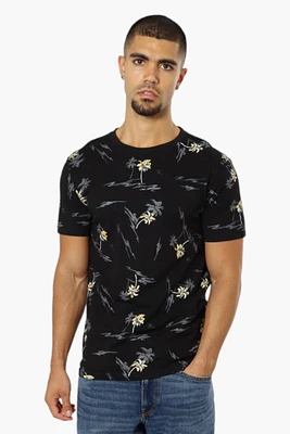 Boardsports Palm Tree Pattern Crewneck Tee