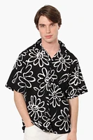 Drill Social Club Floral Textured Casual Shirt - Black