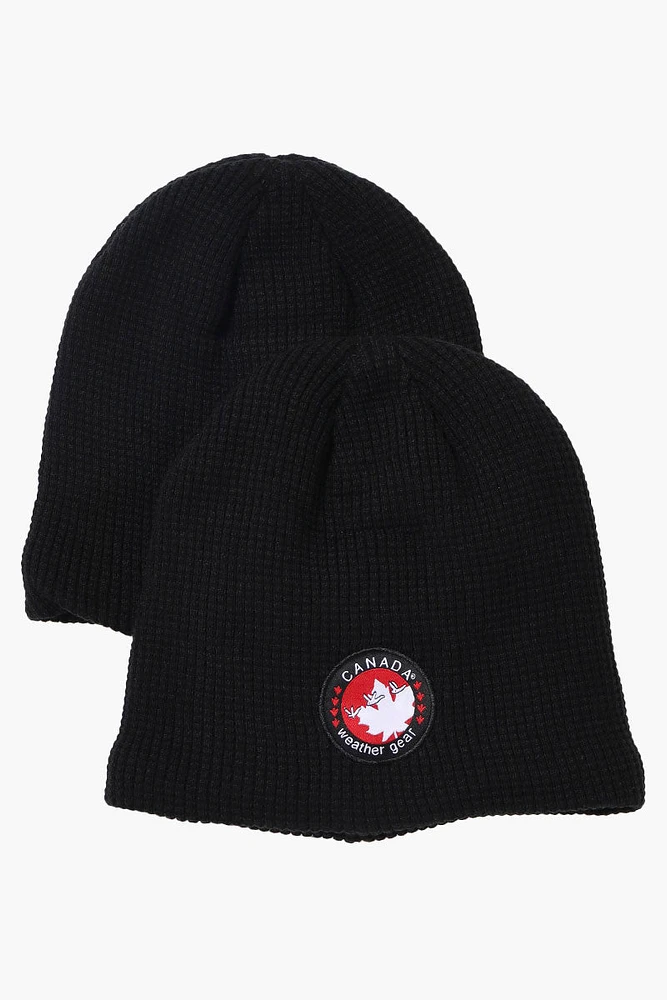 Canada Weather Gear 2 Pack Plush Lined Beanie Hat