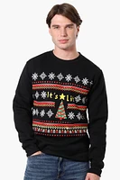 Ugly Christmas Sweater It's Lit Print - Black