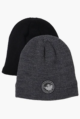 Canada Weather Gear 2 Pack Plush Lined Beanie Hat