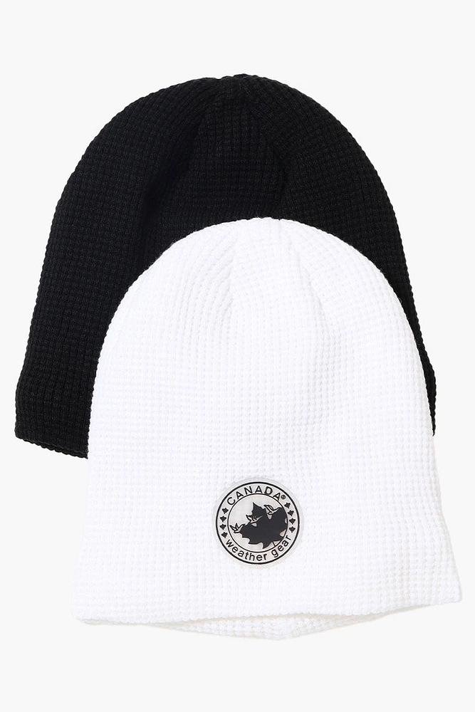 Canada Weather Gear 2 Pack Plush Lined Beanie Hat