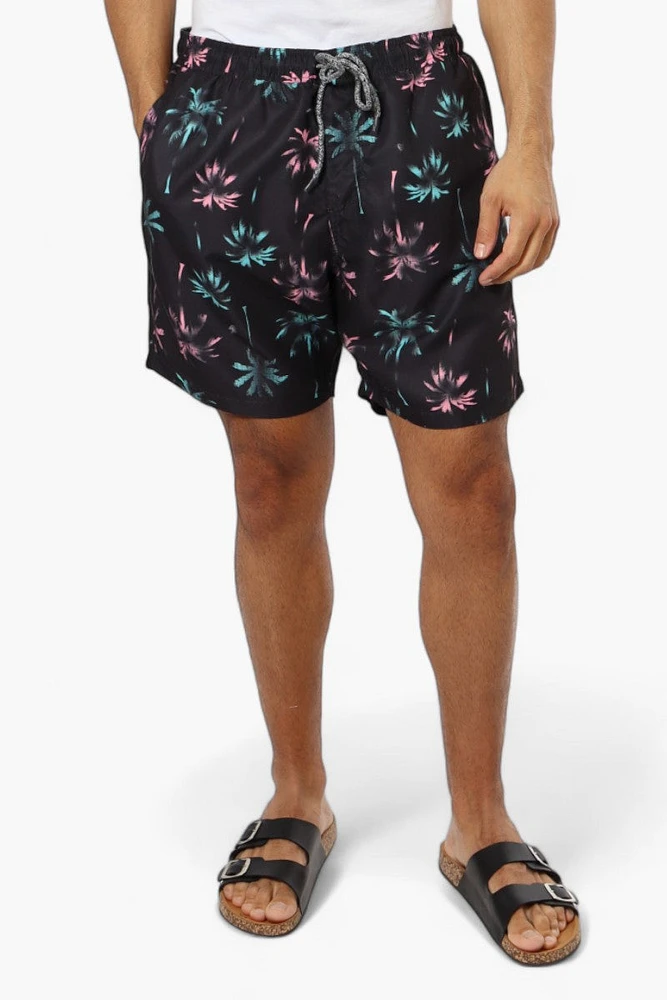 Boardsports Palm Tree Pattern Tie Waist Shorts