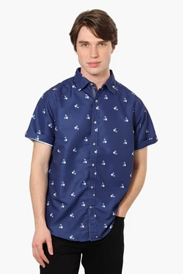 Vroom & Dreesmann Palm Tree Pattern Button Up Casual Shirt