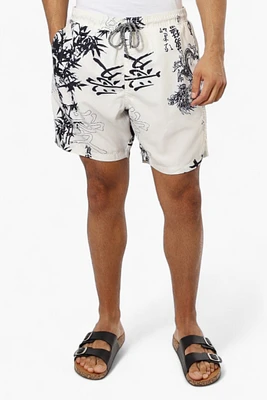 Boardsports Printed Tie Waist Shorts - Cream