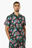 Boardsports Palm Floral Button Up Casual Shirt