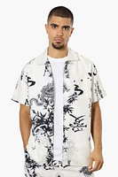 Boardsports Printed Casual Button Up Shirt - Cream