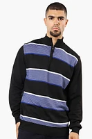 Jay Y. Ko Striped 1/4 Zip Pullover Sweater