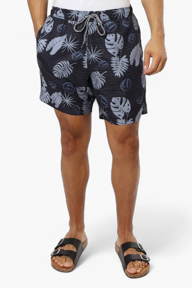 Boardsports Leaf Pattern Tie Waist Shorts