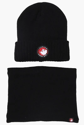 Canada Weather Gear Plush Lined Gaiter Hat Set - Black