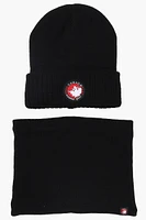 Canada Weather Gear Plush Lined Gaiter Hat Set - Black