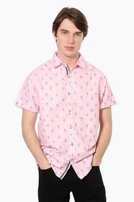 Vroom & Dreesmann Boat Pattern Button Up Casual Shirt - Pink