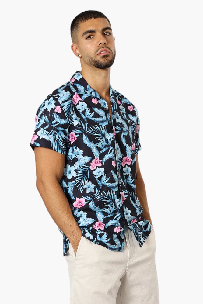 Boardsports Floral Button Up Casual Shirt - Navy