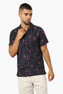 Boardsports Flamingo Pattern Button Up Casual Shirt