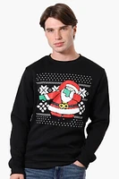 Ugly Christmas Sweater Dabbing Santa Print - Black