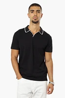 Jay Y. Ko Solid V-Neck Detail Polo Shirt