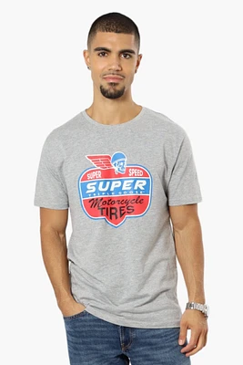 Super Triple Goose Motorcycle Tires Print Tee - Grey