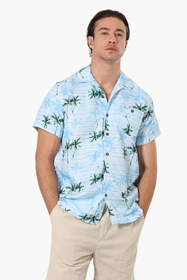 Boardsports Palm Tree Pattern Camp Collar Casual Shirt