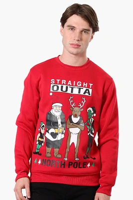 Ugly Christmas Sweater North Pole Print - Red