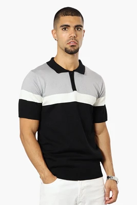 Jay Y. Ko Colour Block Zip Up Polo Shirt