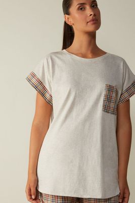 T-shirt manches courtes en coton ultraléger supima® Autumn Check