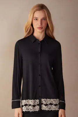 Haut de pyjama ouvert devant en modal PRETTY FLOWERS