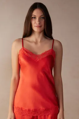 Top en soie et dentelle