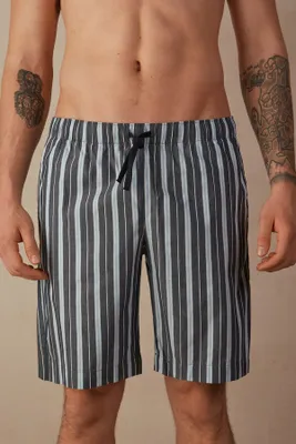 Short à rayures en toile de coton