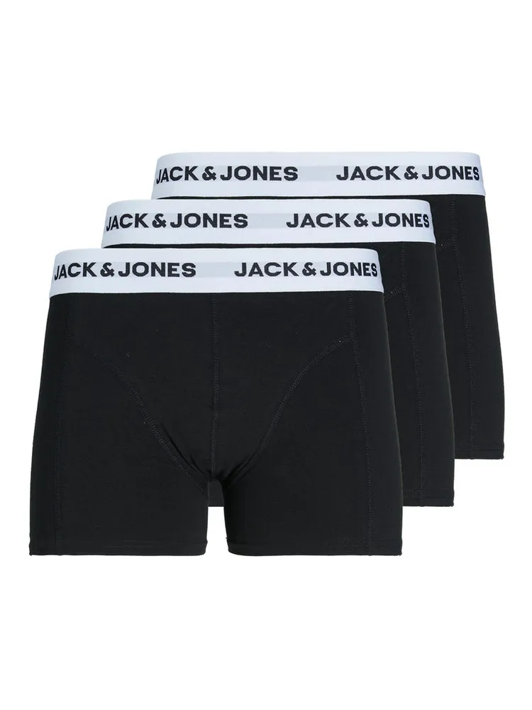 JACK & JONES 3-PACK BASIC WHITE WAISTBAND BOXERS