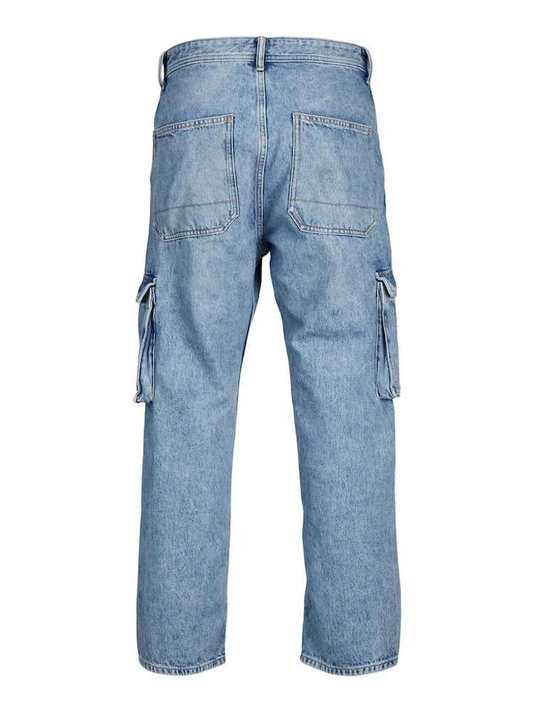 Baggy Fit Cargo Jeans in Ice Blue