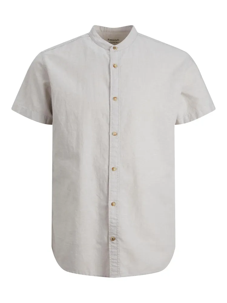 LINEN-BLEND SLIM FIT SHORT-SLEEVE SHIRT