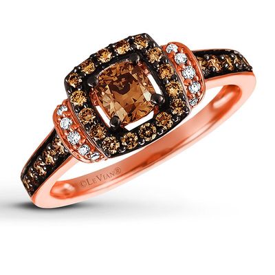 Le Vian Chocolate Diamond Ring 7/8 ct tw 14K Strawberry Gold