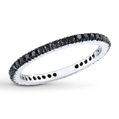 Black Diamond Eternity Ring 3/8 ct tw Round-cut 14K White Gold
