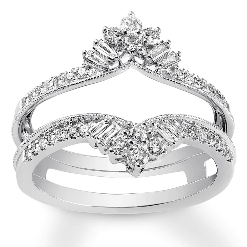 Jared The Galleria Of Jewelry Diamond Enhancer Ring 1/2 ct tw  Round/Baguette 14K White Gold | Dulles Town Center