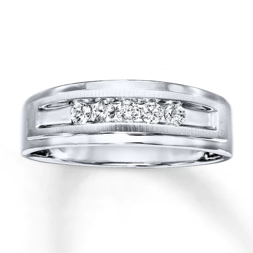 Diamond Anniversary Ring 1 ct tw Baguette-cut 10K White Gold