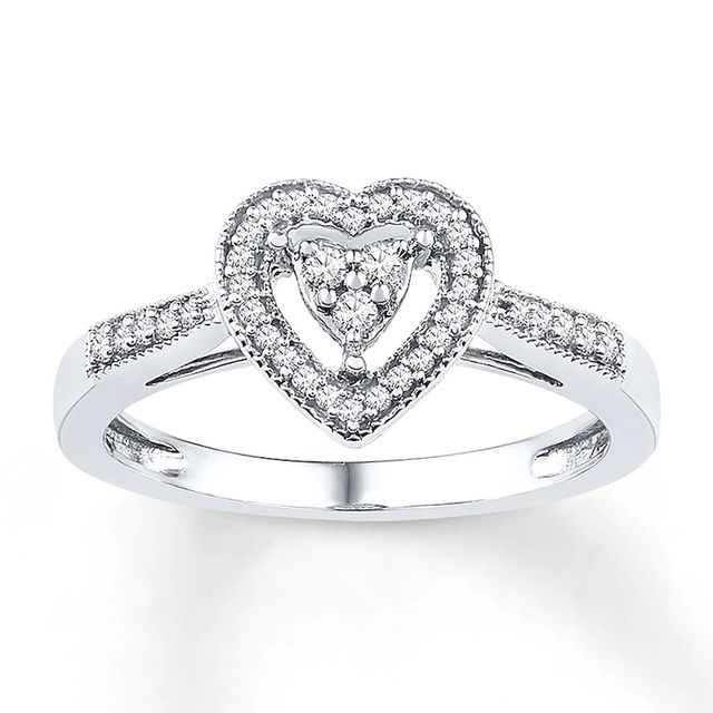 Heart Ring 1/5 ct tw Diamonds Sterling Silver