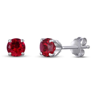 Lab-Created Ruby/Sapphire Earrings Sterling Silver