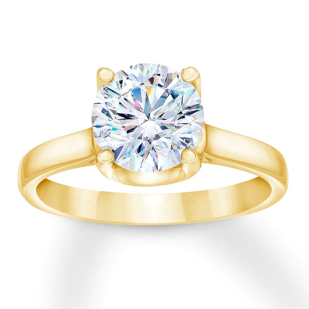 Diamond Solitaire Ring 1 carat Round 14K Yellow Gold (I2/I)