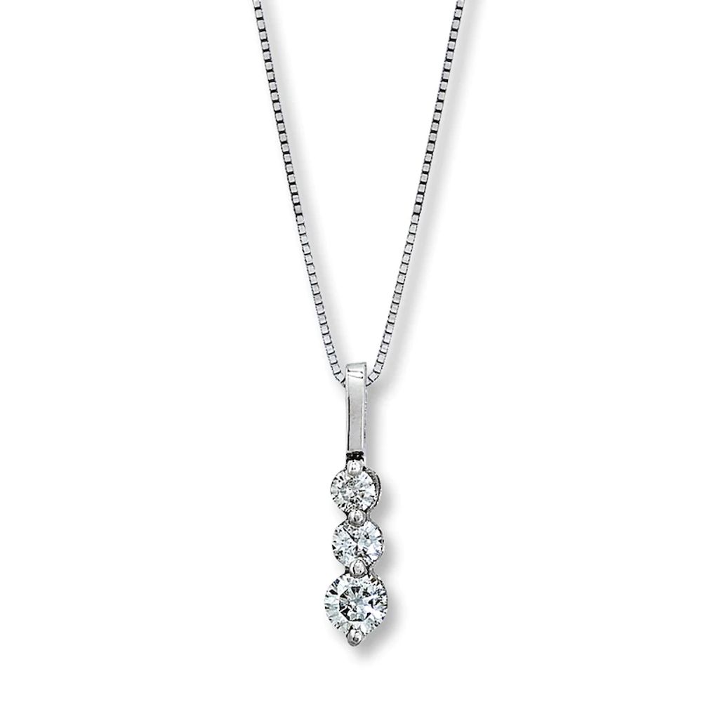 Diamond V Necklace in 14k White Gold (1 ct. tw.)
