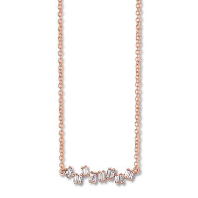 Le Vian Diamond Bar Necklace 1/4 ct tw Baguette 14K Gold