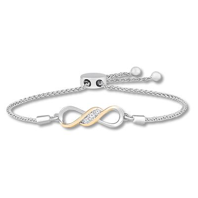 Diamond Infinity Bracelet 1/10 ct tw Sterling Silver/10K Gold